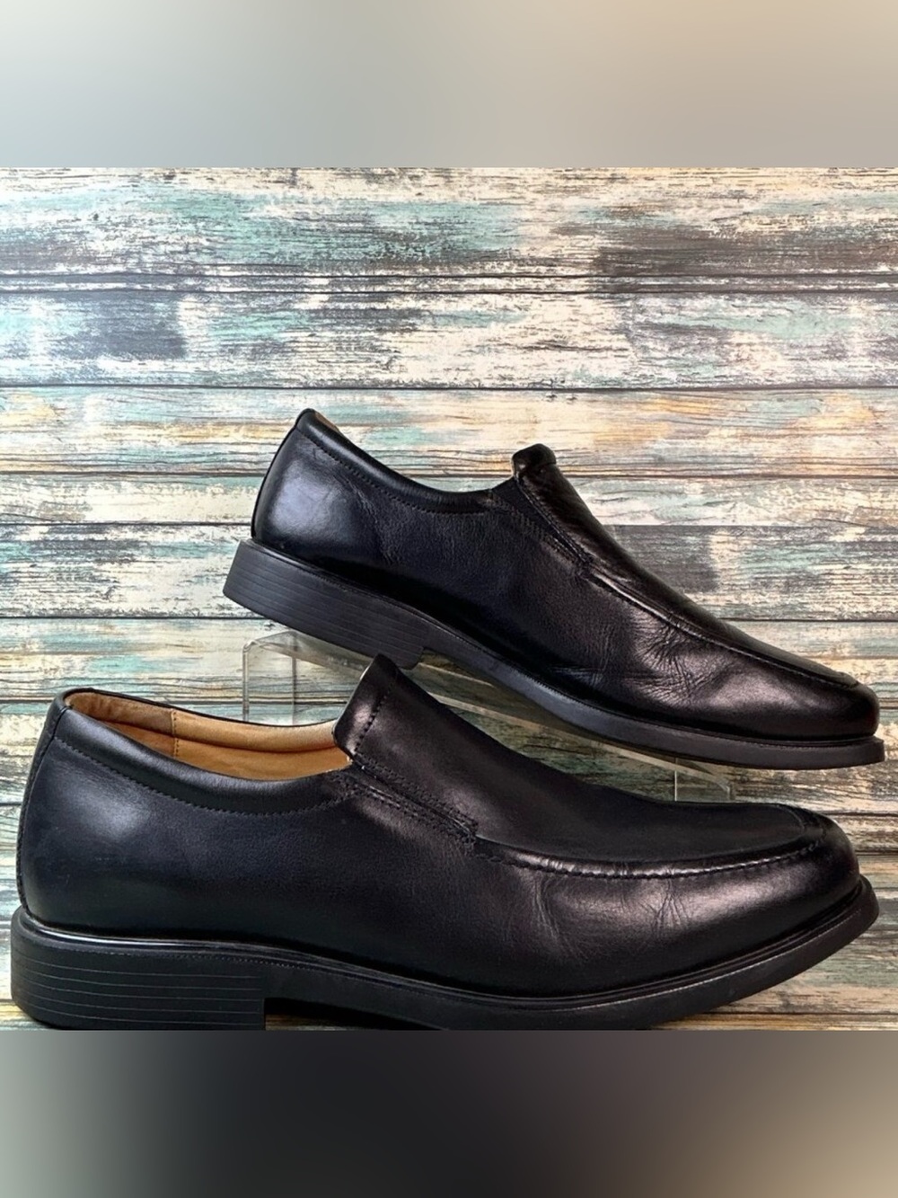 Johnston & Murphy Loafers Mens Size 13M Black Leather Apron Toe Dress Work Shoes
